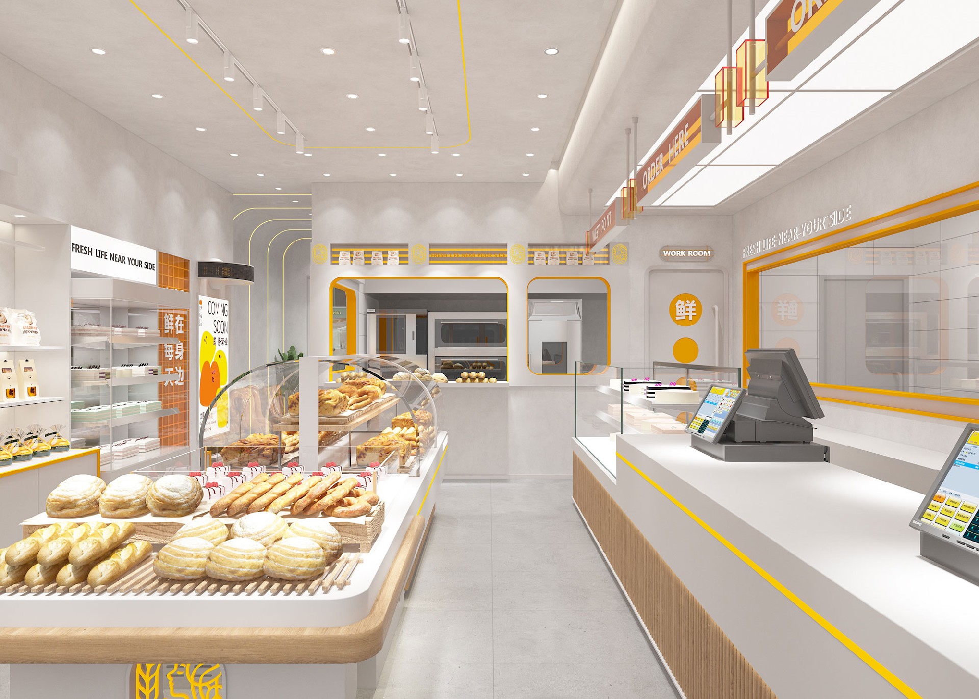 60平米中牟烘焙店面设计效果图