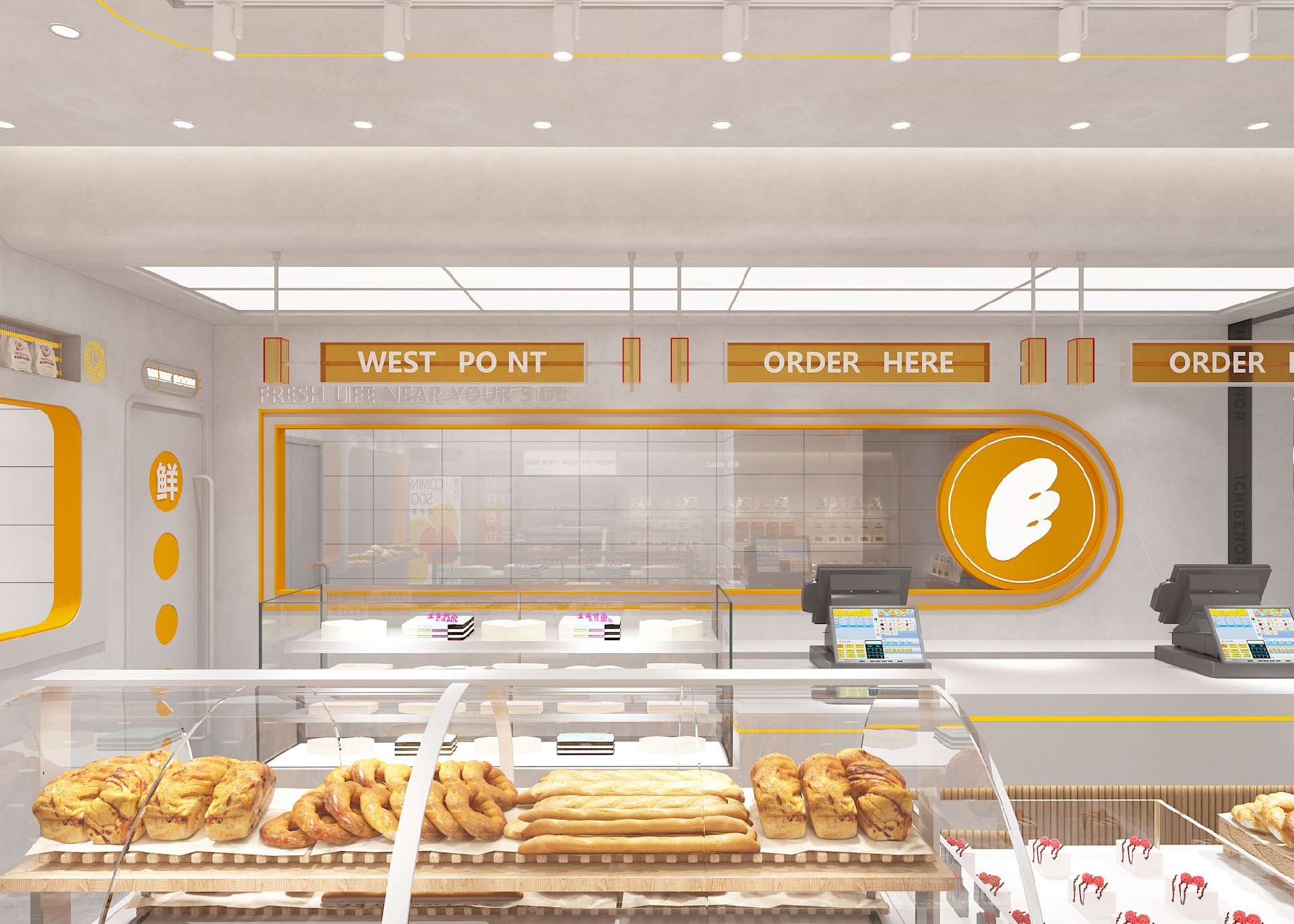 60平米中牟烘焙店面设计效果图
