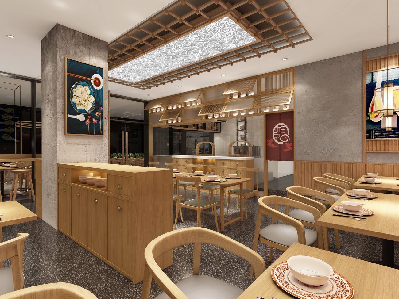 150平米中牟水饺店面装修设计效果图