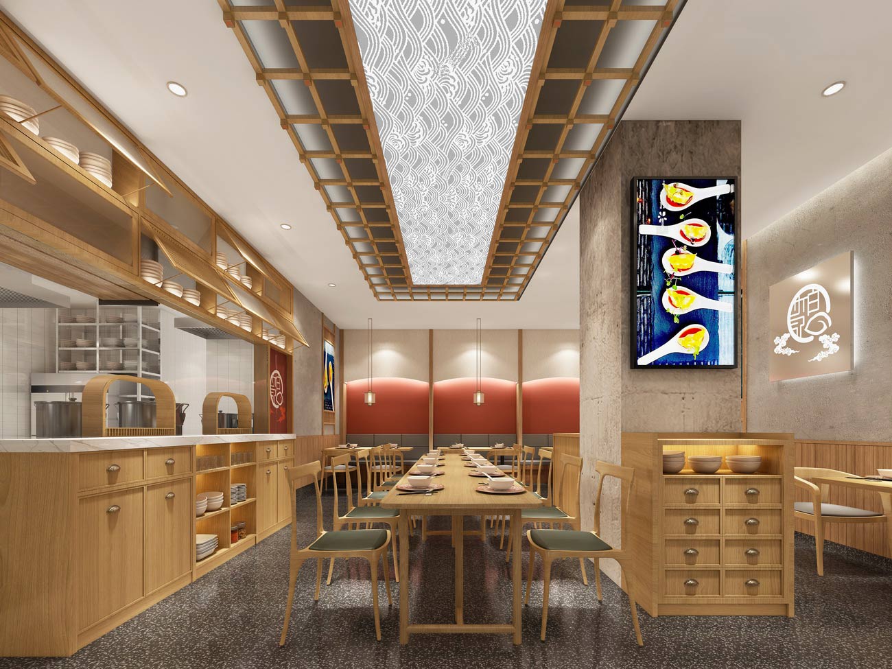 150平米中牟水饺店面装修设计效果图