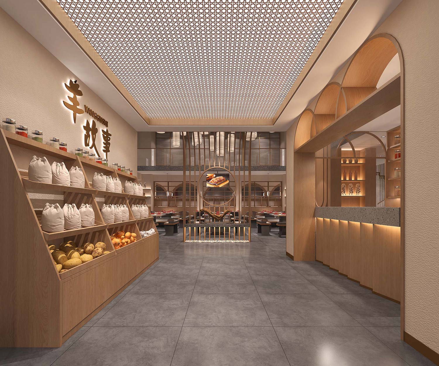 300平米中牟羊肉馆饭店装修设计效果图