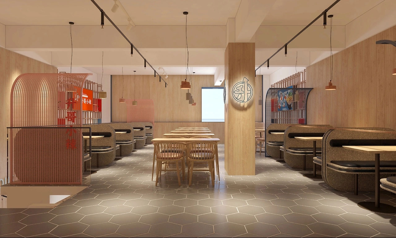 153平米中牟酸辣粉门店装修设计效果图