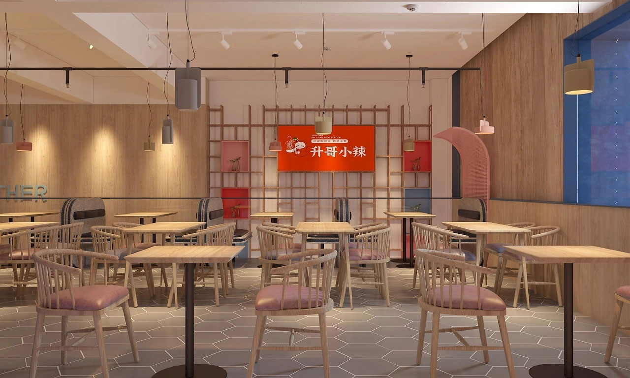 153平米中牟酸辣粉门店装修设计效果图