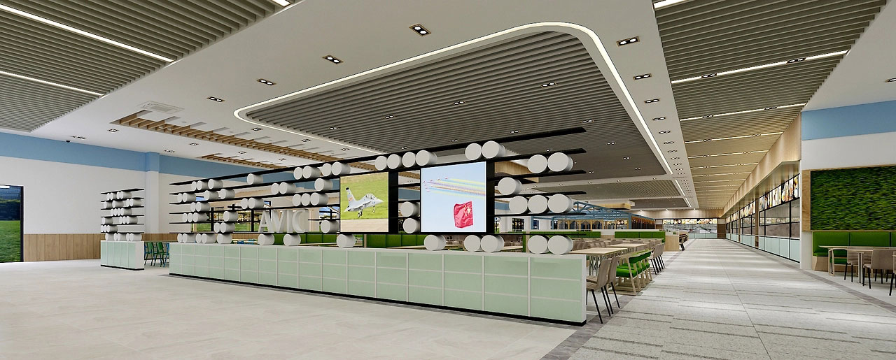 500平米中牟工厂食堂装修设计效果图