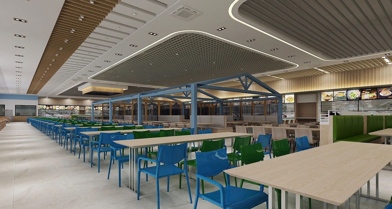 500平米中牟工厂食堂装修设计效果图