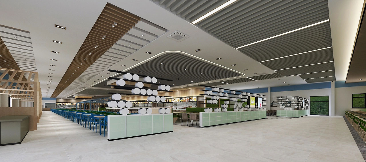 500平米中牟工厂食堂装修设计效果图