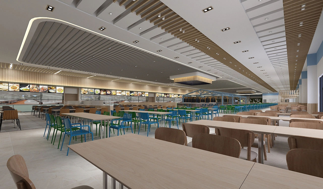 500平米中牟工厂食堂装修设计效果图