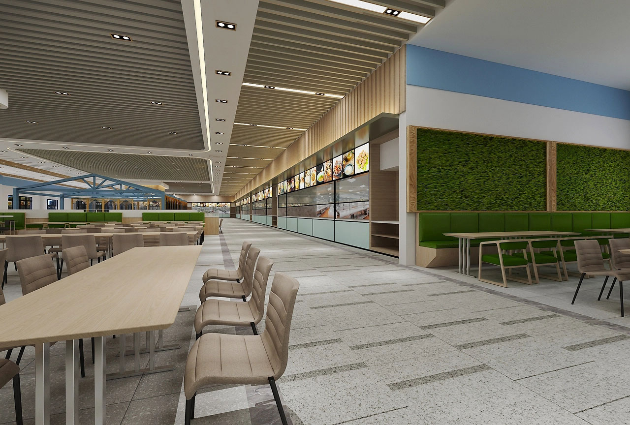 500平米中牟工厂食堂装修设计效果图