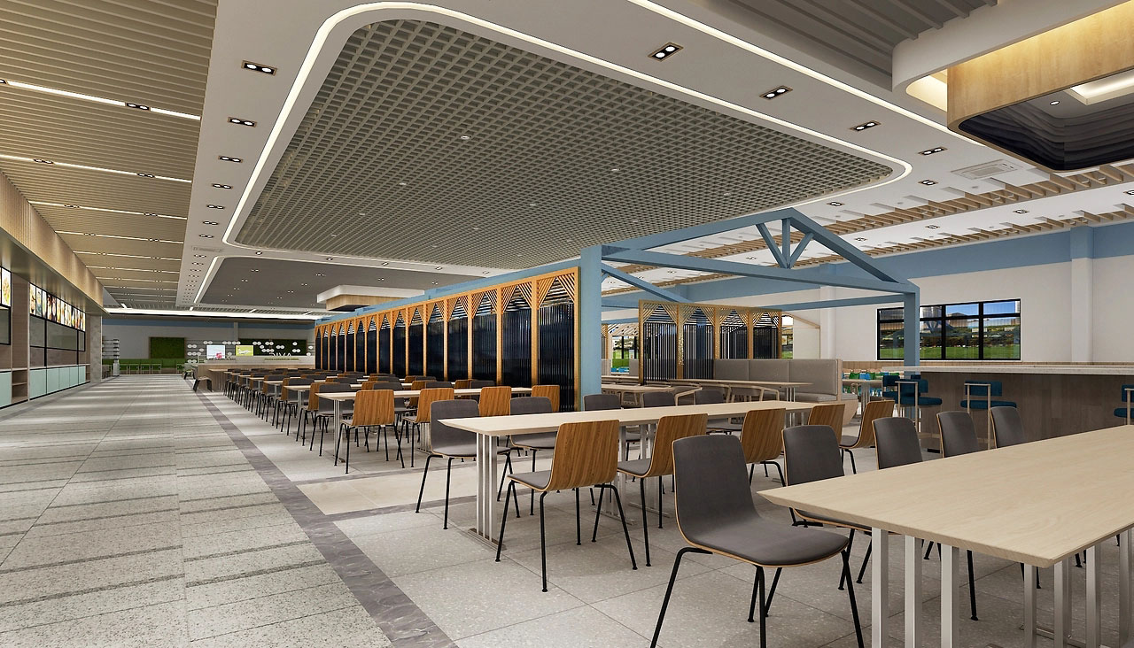 500平米中牟工厂食堂装修设计效果图