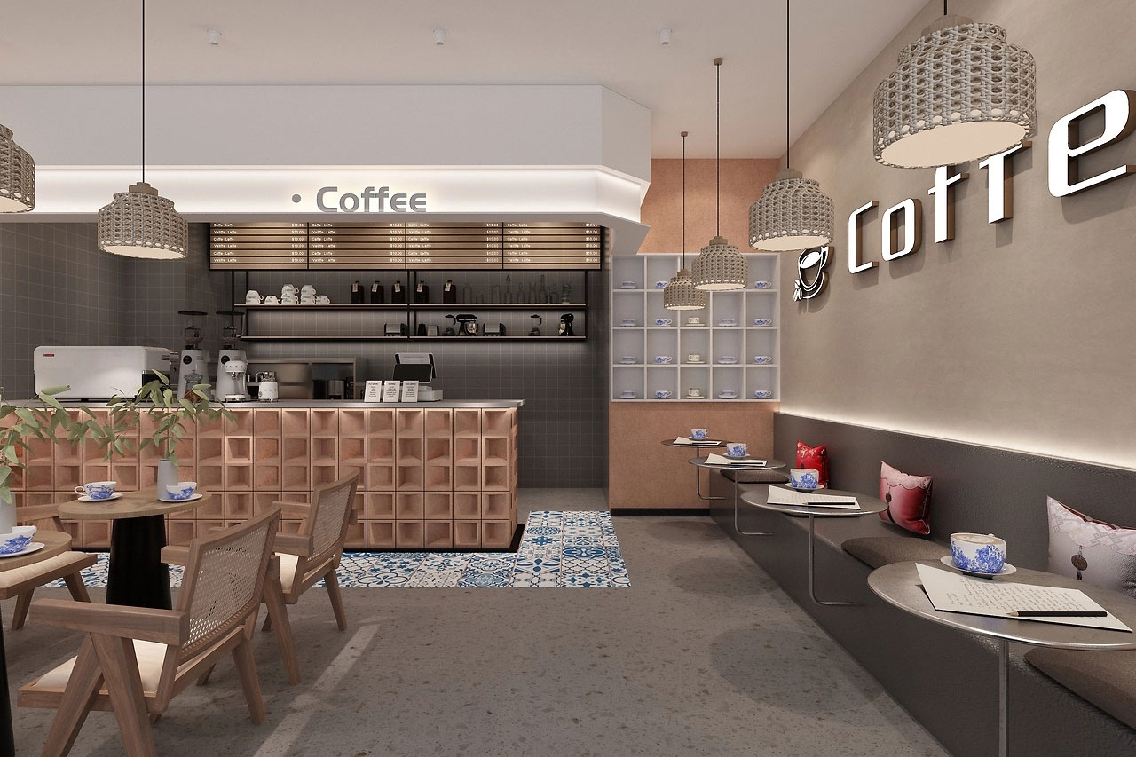 129平米中牟咖啡店装修设计效果图