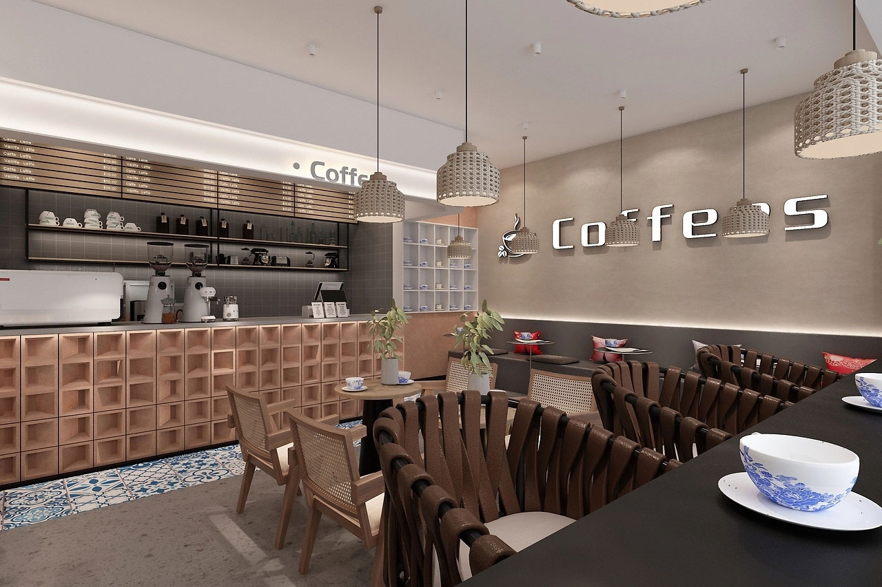 129平米中牟咖啡店装修设计效果图