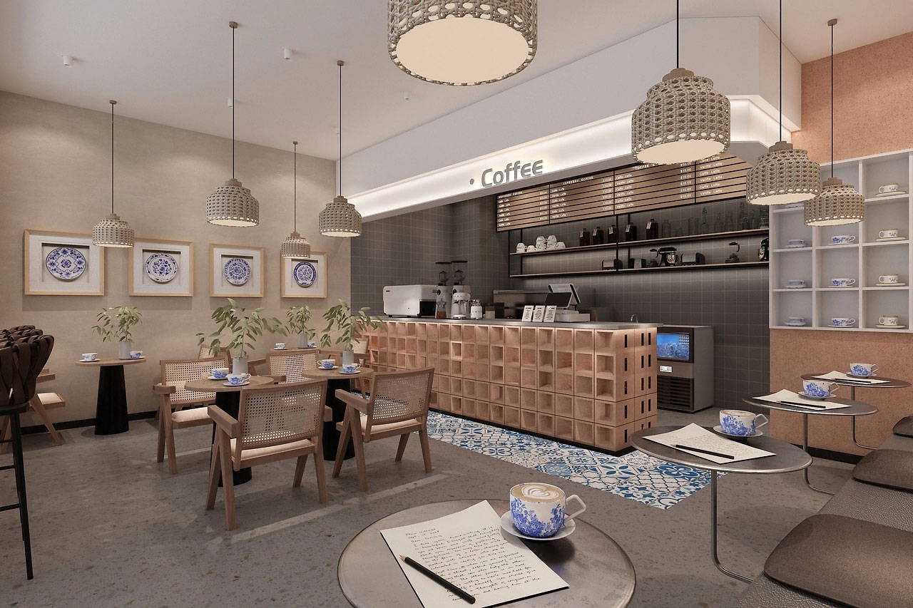129平米中牟咖啡店装修设计效果图