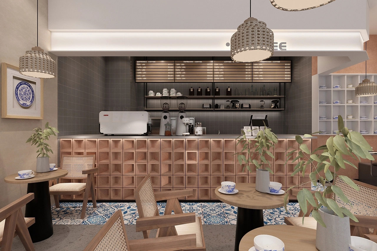 129平米中牟咖啡店装修设计效果图