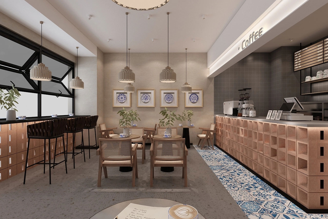 129平米中牟咖啡店装修设计效果图