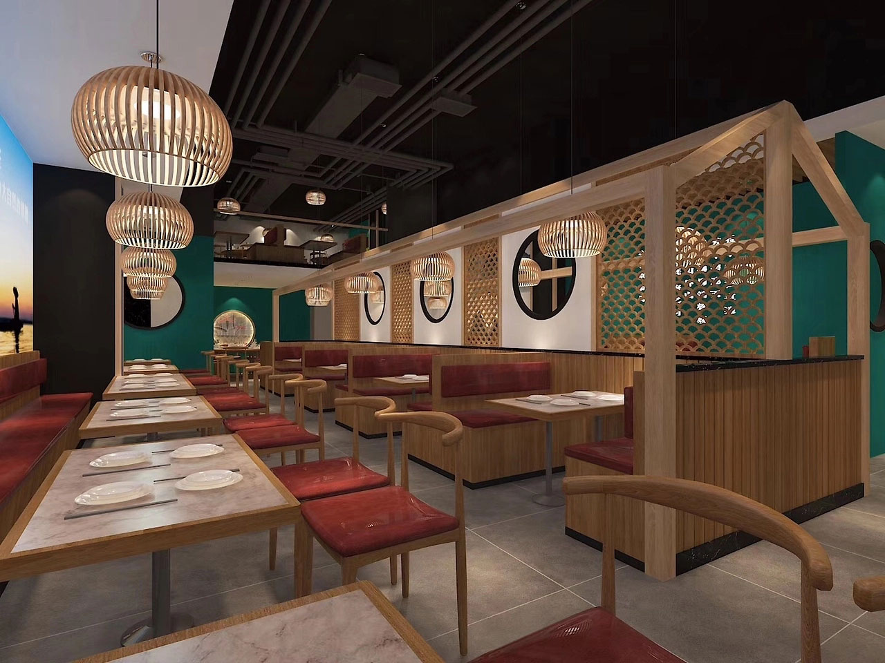 152平米中牟鱼火锅店面装修设计效果图