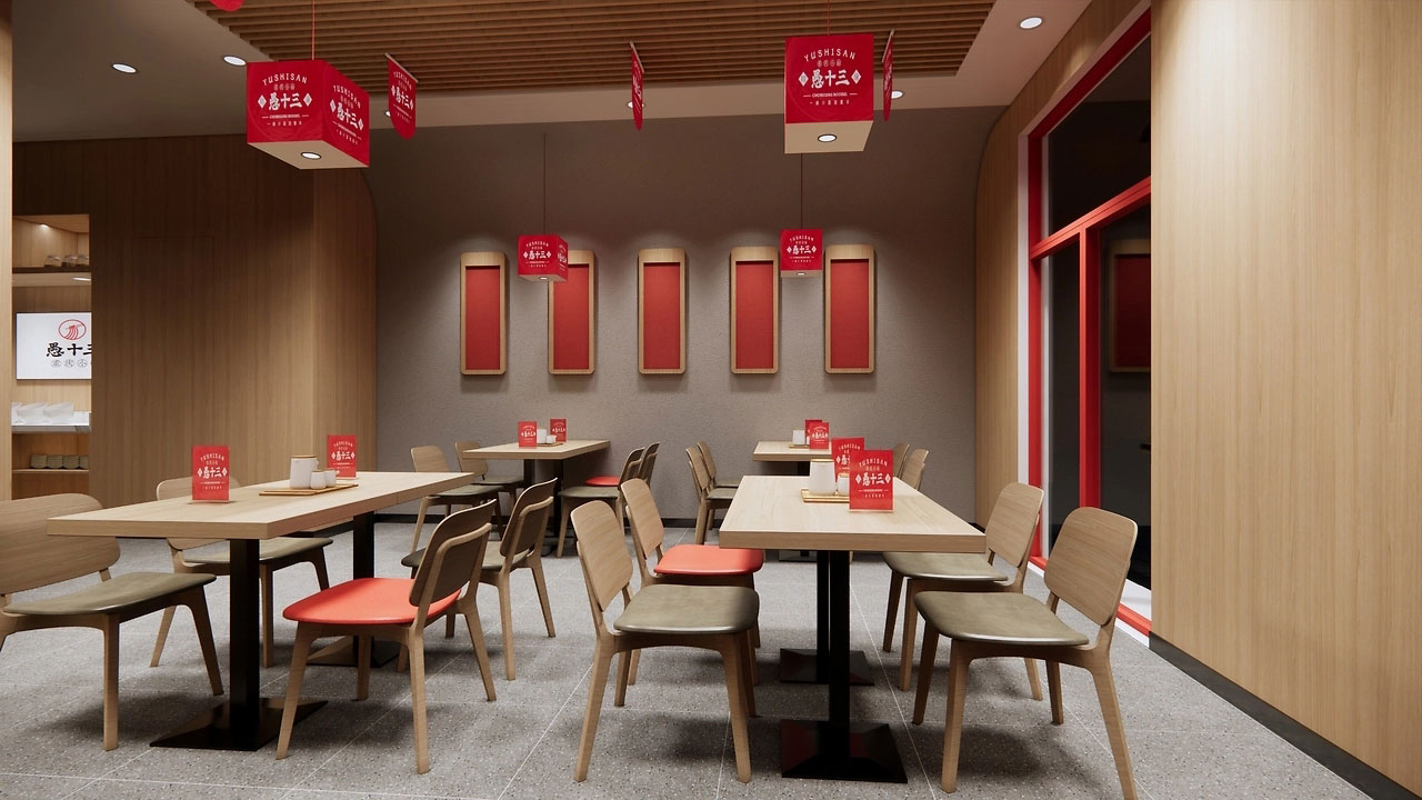 136平米中牟面馆装修设计效果图