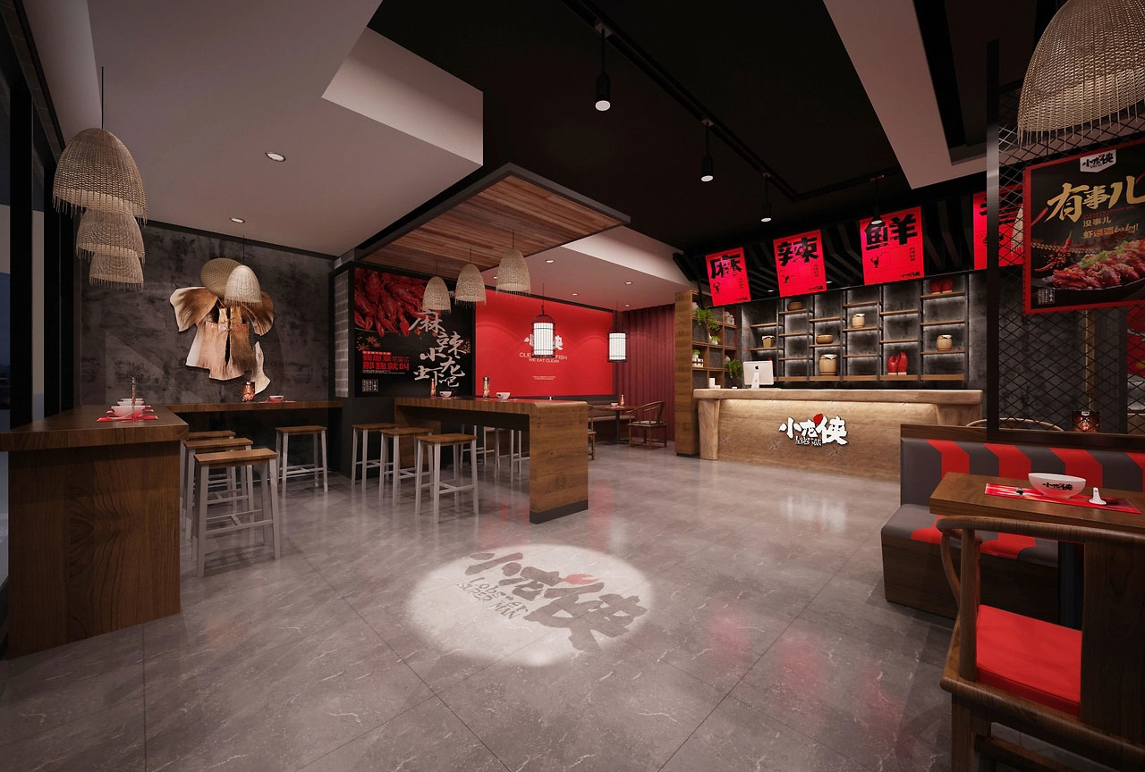 182平米中牟小龙虾店面装修设计效果图