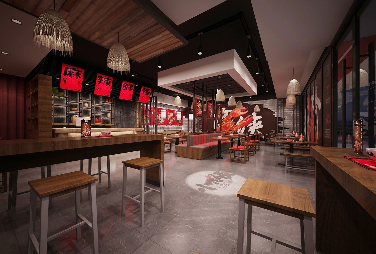 182平米中牟小龙虾店面装修设计效果图