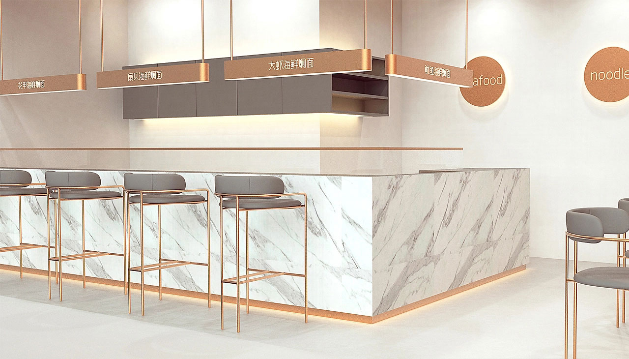 87平米中牟海鲜焖面店装修设计效果图