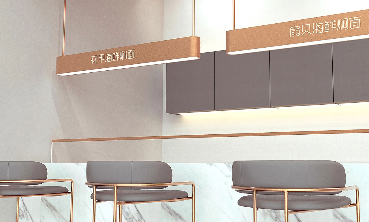 87平米中牟海鲜焖面店装修设计效果图