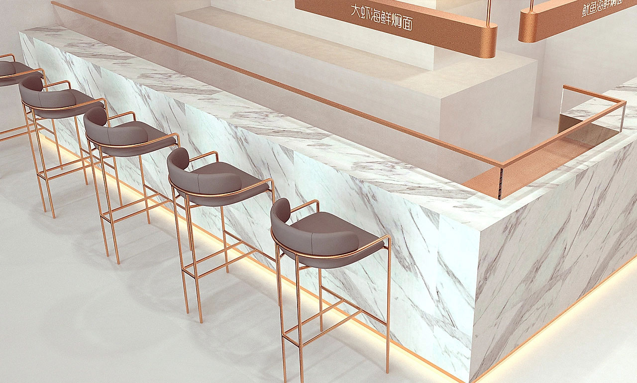 87平米中牟海鲜焖面店装修设计效果图
