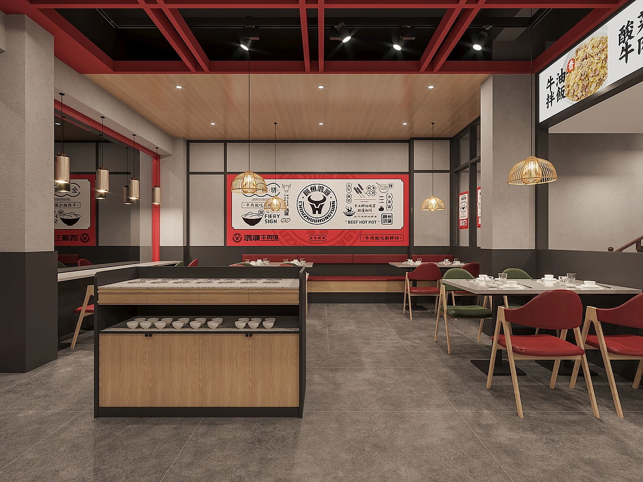 225平米中牟牛肉馆店面设计效果图