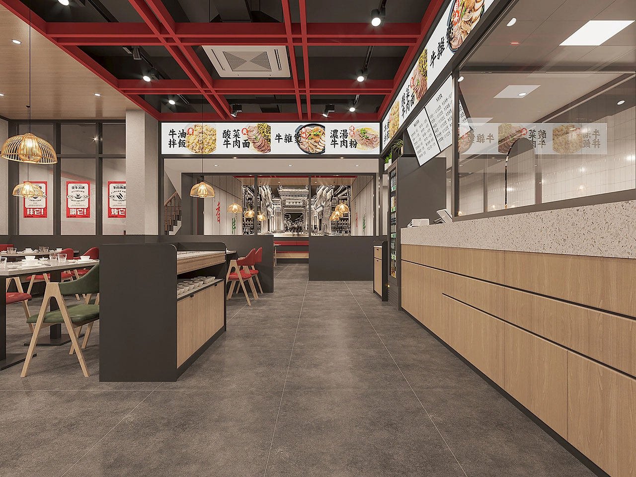 225平米中牟牛肉馆店面设计效果图