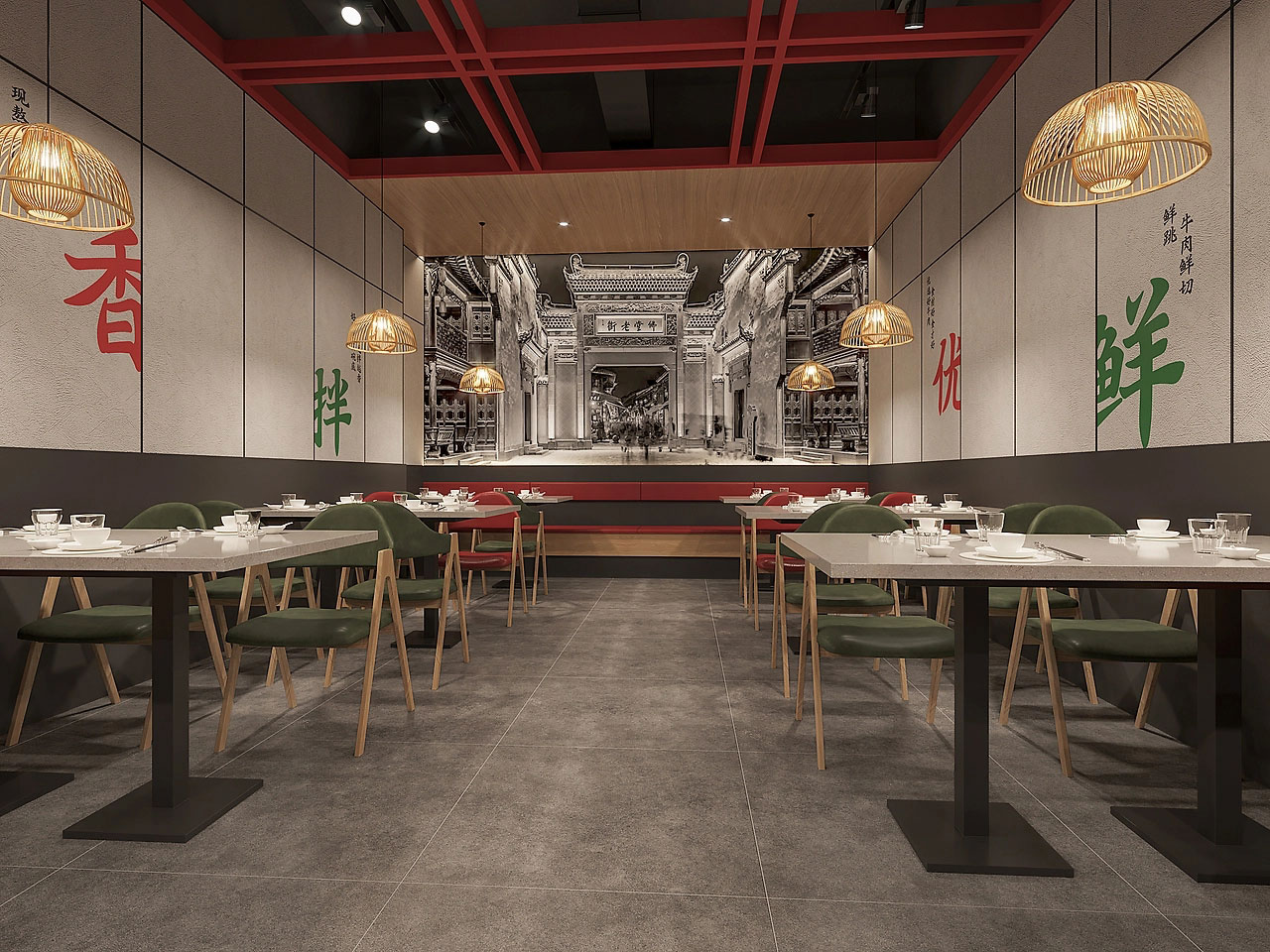 225平米中牟牛肉馆店面设计效果图