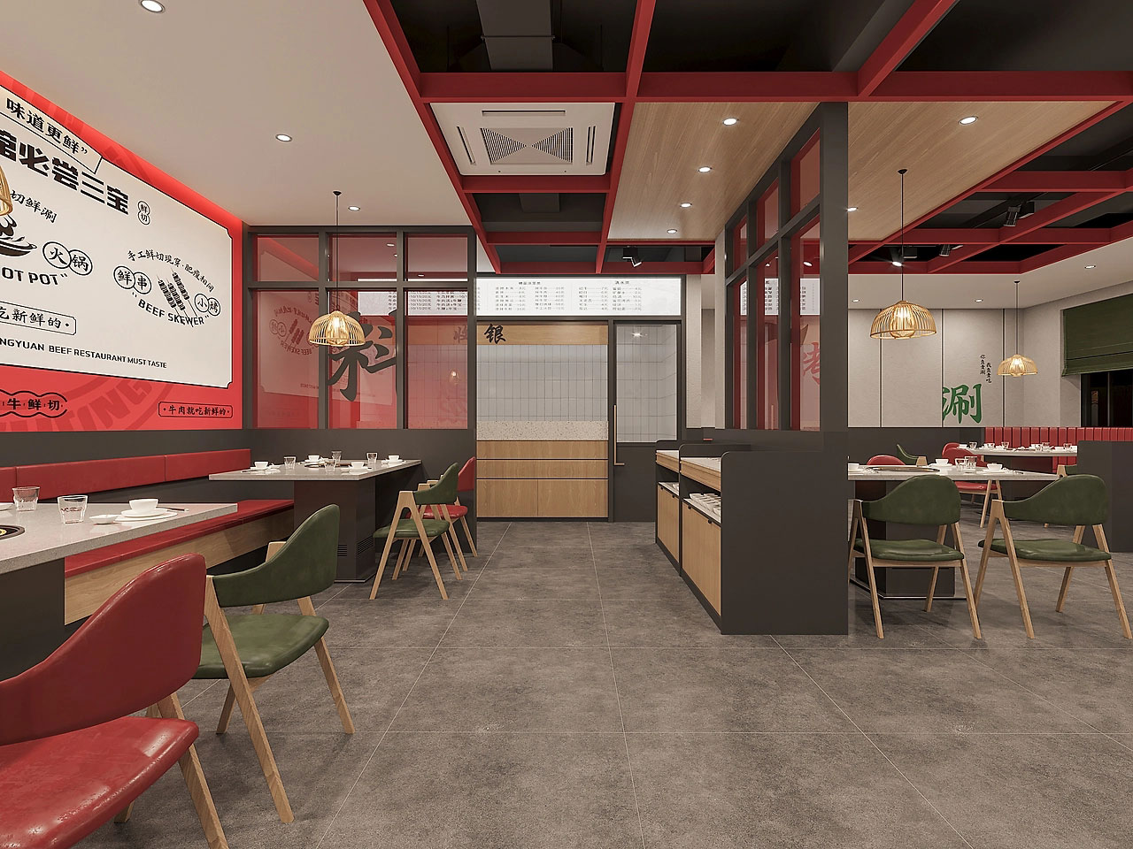 225平米中牟牛肉馆店面设计效果图