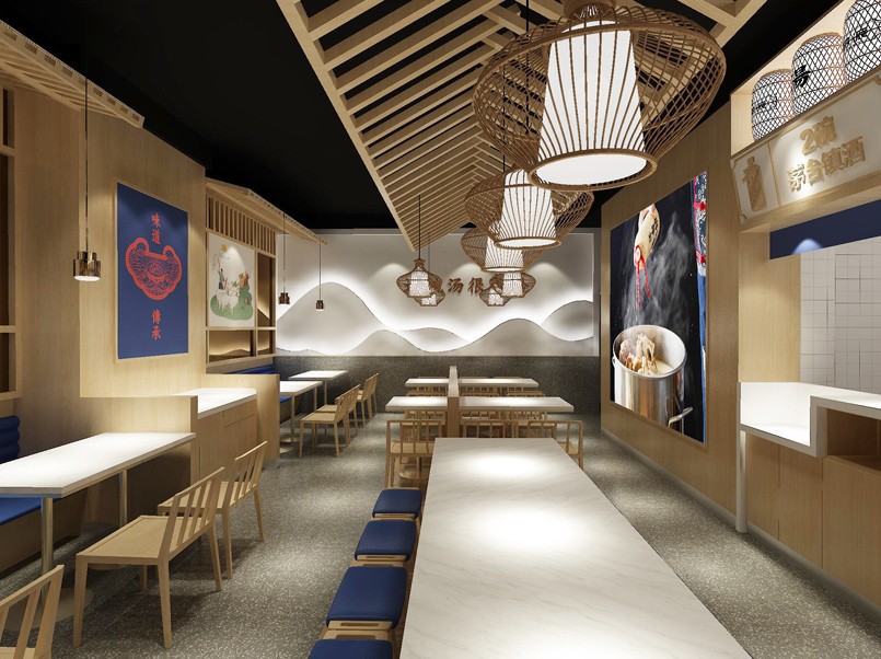 140平米中牟米粉小吃店装修设计效果图