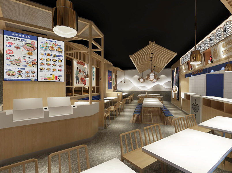 140平米中牟米粉小吃店装修设计效果图