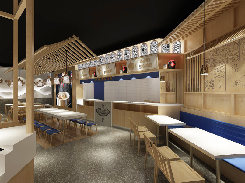 140平米中牟米粉小吃店装修设计效果图