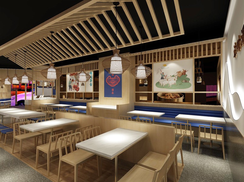 140平米中牟米粉小吃店装修设计效果图