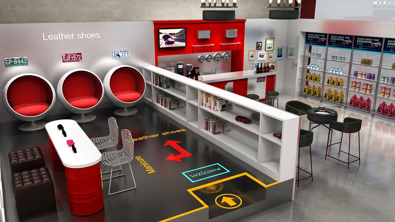 252平米中牟洗车店装修设计效果图