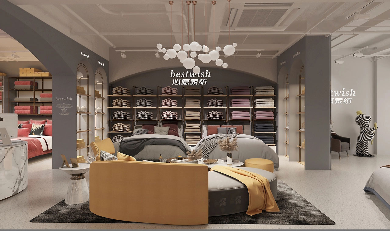 165平米中牟家纺店面装修设计效果图