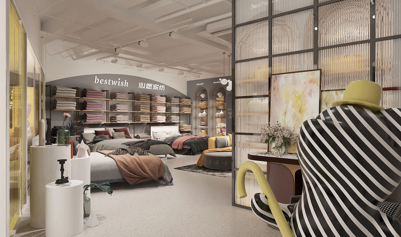 165平米中牟家纺店面装修设计效果图