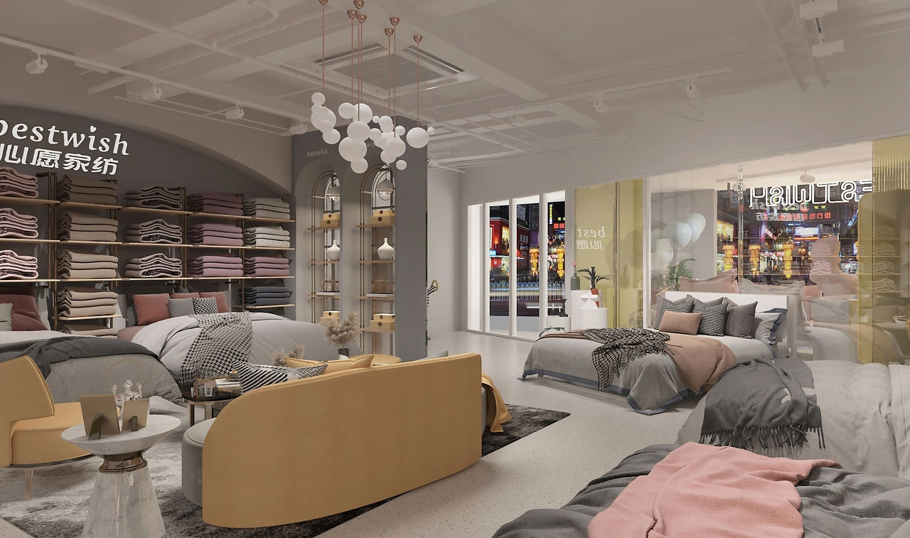 165平米中牟家纺店面装修设计效果图