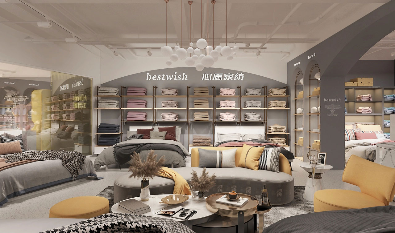 165平米中牟家纺店面装修设计效果图