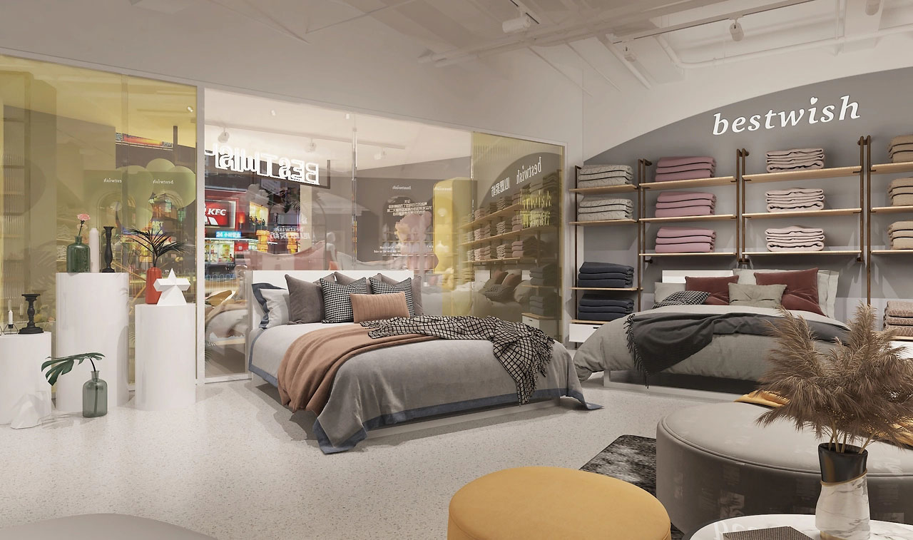 165平米中牟家纺店面装修设计效果图