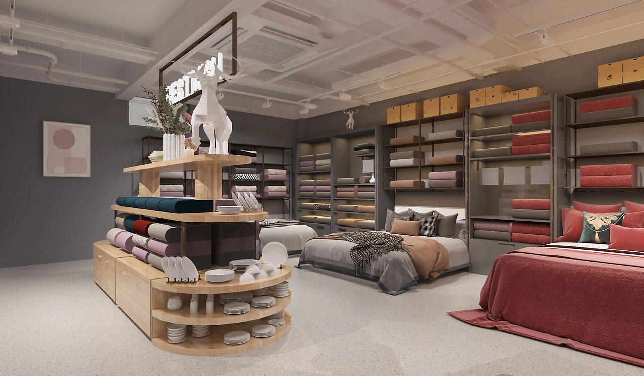 165平米中牟家纺店面装修设计效果图