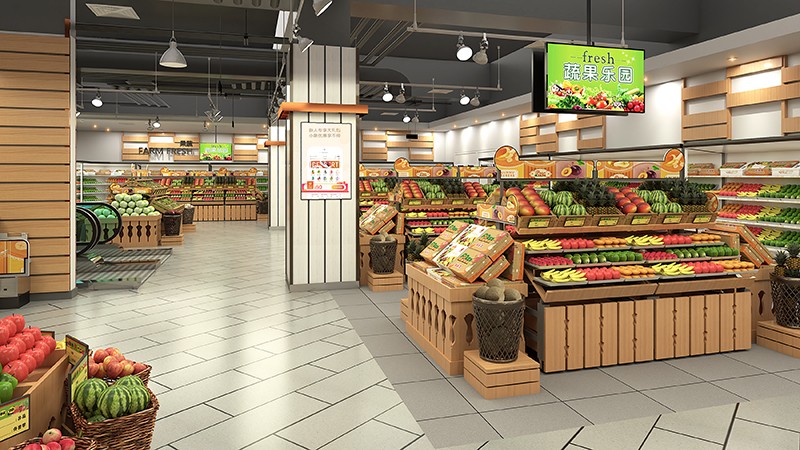 350平米中牟生鲜超市装修设计效果图