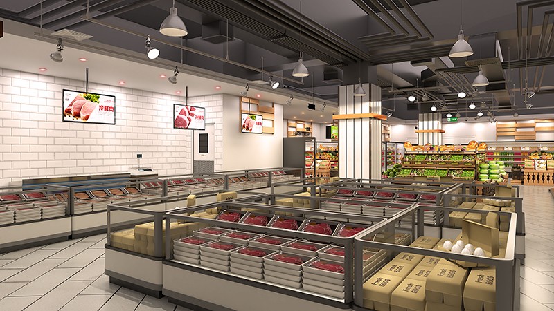 350平米中牟生鲜超市装修设计效果图