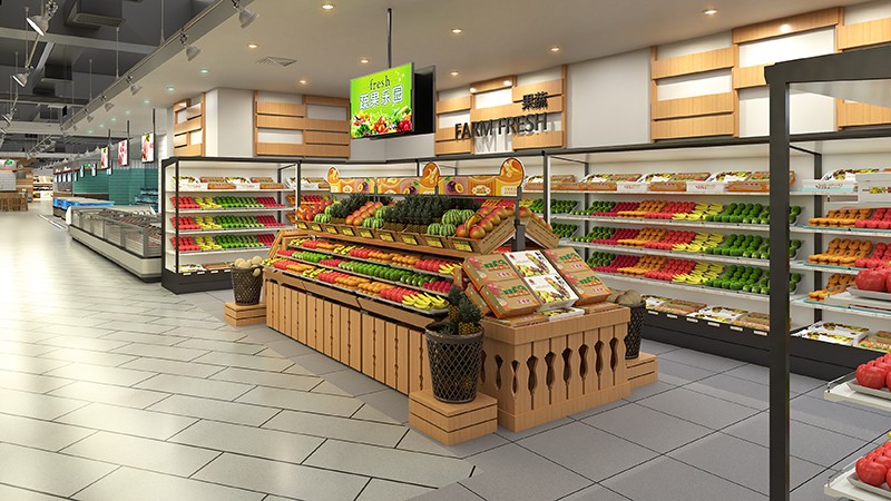 350平米中牟生鲜超市装修设计效果图