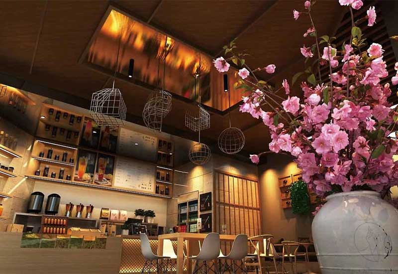 中牟奶茶店装修设计：饮品品牌合作展示区的设计